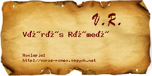 Vörös Rómeó névjegykártya