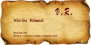 Vörös Rómeó névjegykártya
